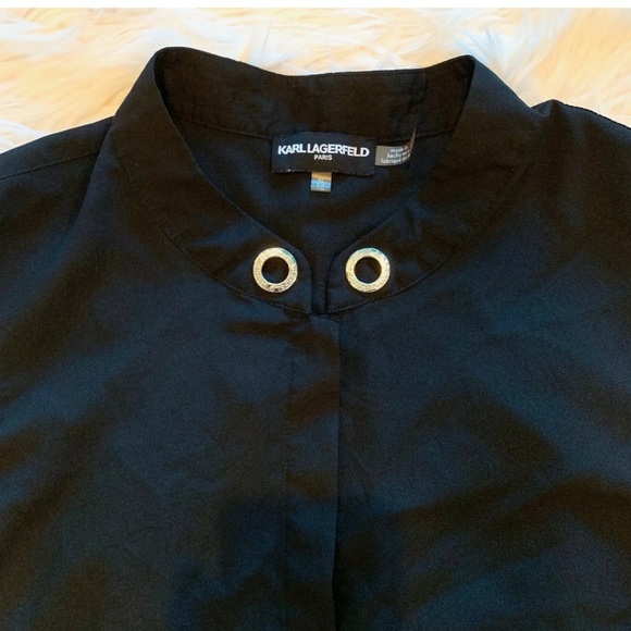 KARL LAGERFELD Black Sleeveless Button Dow… - Picture 2 of 3